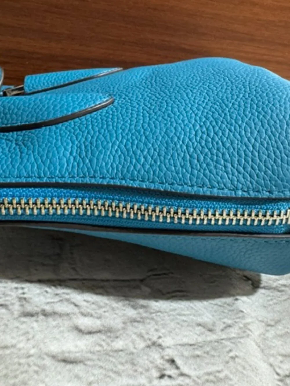NWOT Tory Burch Mini Swing Satchel Turquoise Blue Pebbled Leather Crossbody